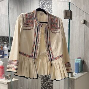 Talitha embroidered peplum hem jacket size 12